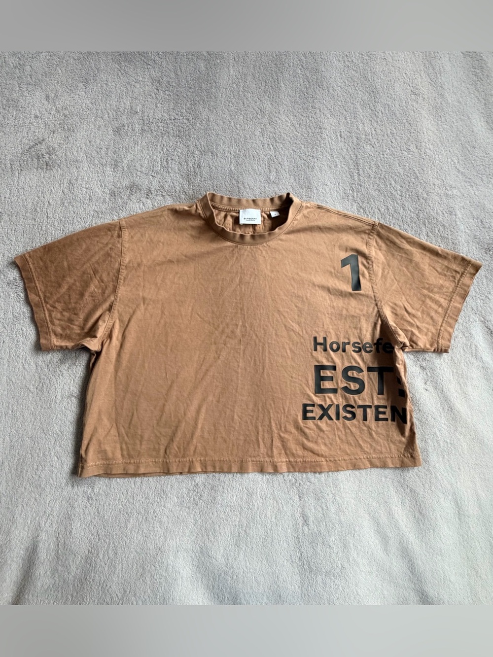 Burberry Beige Tan Logo T Shirt Size M